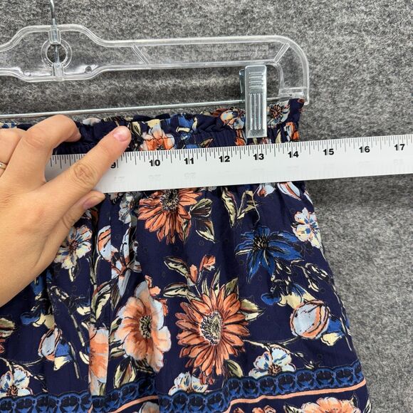 Angie Shorts Women L Large Blue Floral Chino Pull On Elastic Waist Mid Rise - Picture 5 of 7